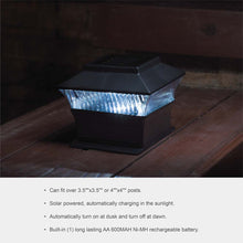 Load image into Gallery viewer, 5.75&quot;L 4 Pack Black Solar Powered LED Fence Post Cap Lights
