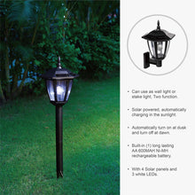 Load image into Gallery viewer, 25.5&quot;H Multi-functional Solar Powered LED Light with Ground Stake and Mounting Pole
