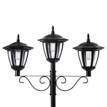 Load image into Gallery viewer, 74&quot;H 3-Head Solar Lamp Post Light with a Planter Pot
