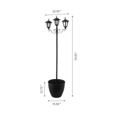 Load image into Gallery viewer, 74&quot;H 3-Head Solar Lamp Post Light with a Planter Pot
