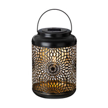 Load image into Gallery viewer, 8.75&quot;H Metal Cutout Solar Powered Outdoor Hanging Lantern
