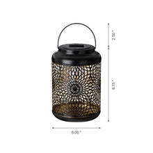 Load image into Gallery viewer, 8.75&quot;H Metal Cutout Solar Powered Outdoor Hanging Lantern
