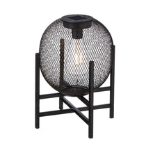 Load image into Gallery viewer, 11.5&quot;H Black Metal Mesh Solar Powered Outdoor Lantern with Stand
