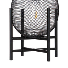 Load image into Gallery viewer, 11.5&quot;H Black Metal Mesh Solar Powered Outdoor Lantern with Stand
