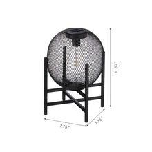 Load image into Gallery viewer, 11.5&quot;H Black Metal Mesh Solar Powered Outdoor Lantern with Stand
