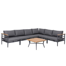 Load image into Gallery viewer, 7-Piece Outdoor Patio Black Aluminum Sectional Conversation Sofa Set with Cushions
