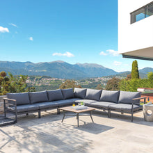 Load image into Gallery viewer, 8-Piece Outdoor Patio Black Aluminum Sectional Conversation Sofa Set with Cushions
