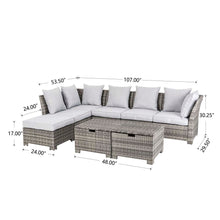 Load image into Gallery viewer, 8-Piece Outdoor Patio Wicker Sectional Conversation Sofa Set with Cushions
