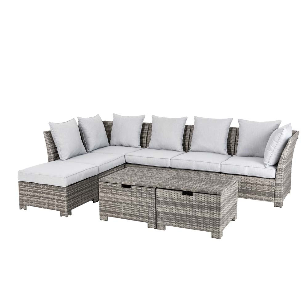 8-Piece Outdoor Patio Wicker Sectional Conversation Sofa Set with Cushions