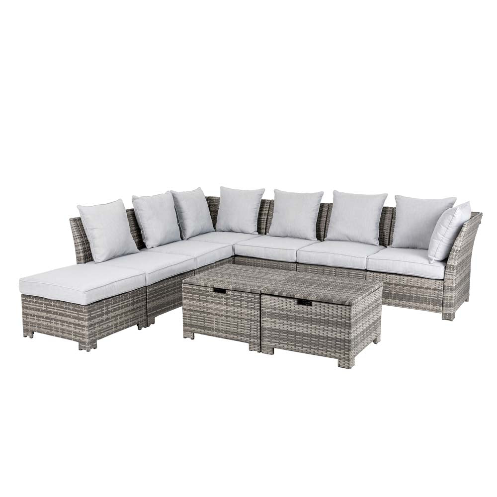 9-Piece Outdoor Patio Wicker Sectional Conversation Sofa Set with Cushions