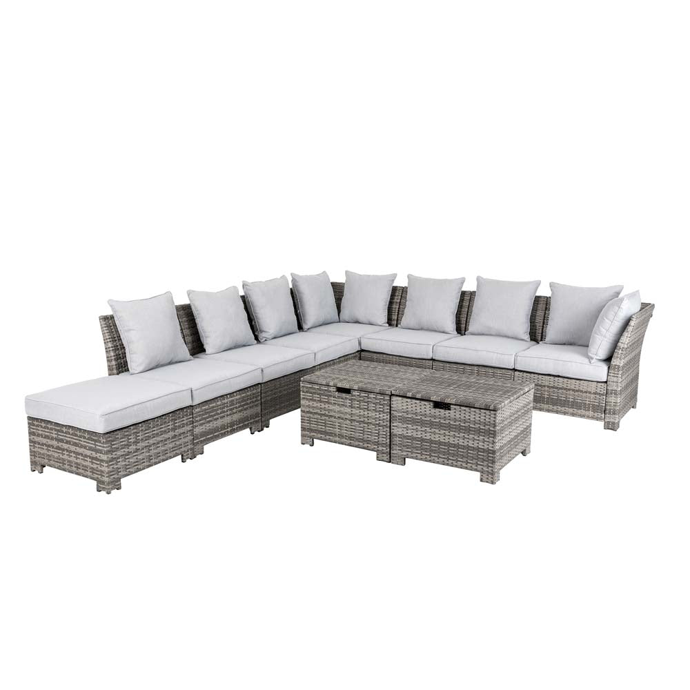 10-Piece Outdoor Patio Wicker Sectional Conversation Sofa Set with Cushions