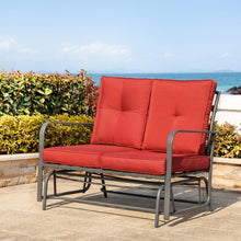 Load image into Gallery viewer, 45.25&quot;L Outdoor Patio Loveseat Glider Chair with Burgundy Cushions
