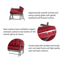 Load image into Gallery viewer, 45.25&quot;L Outdoor Patio Loveseat Glider Chair with Burgundy Cushions
