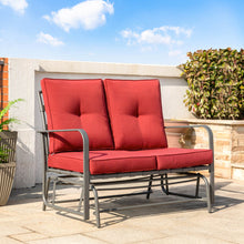 Load image into Gallery viewer, 45.25&quot;L Outdoor Patio Loveseat Glider Chair with Burgundy Cushions
