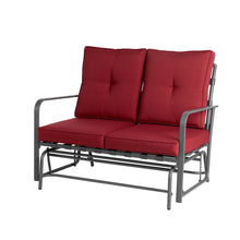 Load image into Gallery viewer, 45.25&quot;L Outdoor Patio Loveseat Glider Chair with Burgundy Cushions
