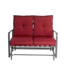 Load image into Gallery viewer, 45.25&quot;L Outdoor Patio Loveseat Glider Chair with Burgundy Cushions
