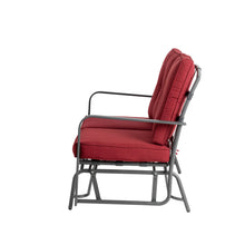 Load image into Gallery viewer, 45.25&quot;L Outdoor Patio Loveseat Glider Chair with Burgundy Cushions
