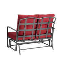 Load image into Gallery viewer, 45.25&quot;L Outdoor Patio Loveseat Glider Chair with Burgundy Cushions
