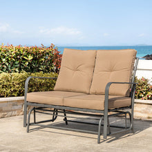 Load image into Gallery viewer, 45.25&quot;L Outdoor Patio Loveseat Glider Chair with Tan Cushions
