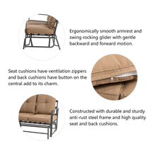 Load image into Gallery viewer, 45.25&quot;L Outdoor Patio Loveseat Glider Chair with Tan Cushions
