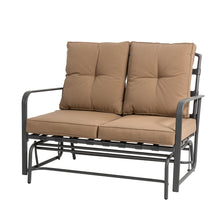 Load image into Gallery viewer, 45.25&quot;L Outdoor Patio Loveseat Glider Chair with Tan Cushions
