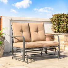 Load image into Gallery viewer, 45.25&quot;L Outdoor Patio Loveseat Glider Chair with Tan Cushions
