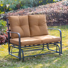 Load image into Gallery viewer, 45.25&quot;L Outdoor Patio Loveseat Glider Chair with Tan Cushions
