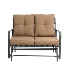 Load image into Gallery viewer, 45.25&quot;L Outdoor Patio Loveseat Glider Chair with Tan Cushions
