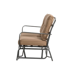 Load image into Gallery viewer, 45.25&quot;L Outdoor Patio Loveseat Glider Chair with Tan Cushions
