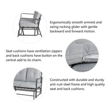 Load image into Gallery viewer, 45.25&quot;L Outdoor Patio Loveseat Glider Chair with Gray Cushions
