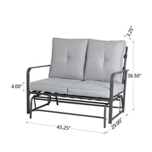 Load image into Gallery viewer, 45.25&quot;L Outdoor Patio Loveseat Glider Chair with Gray Cushions
