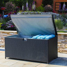 Load image into Gallery viewer, 52.75&quot;L Outdoor Patio Oversized All-Weather Handwoven Wicker Black Storage Box
