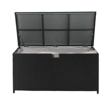 Load image into Gallery viewer, 52.75&quot;L Outdoor Patio Oversized All-Weather Handwoven Wicker Black Storage Box
