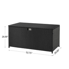 Load image into Gallery viewer, 52.75&quot;L Outdoor Patio Oversized All-Weather Handwoven Wicker Black Storage Box
