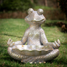 Load image into Gallery viewer, 14.25&quot;H Bronze MGO Yoga Frog Statue
