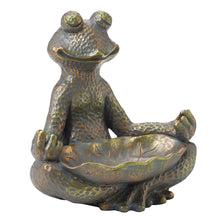 Load image into Gallery viewer, 14.25&quot;H Bronze MGO Yoga Frog Statue
