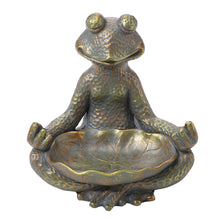 Load image into Gallery viewer, 14.25&quot;H Bronze MGO Yoga Frog Statue
