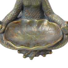 Load image into Gallery viewer, 14.25&quot;H Bronze MGO Yoga Frog Statue
