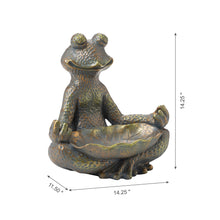 Load image into Gallery viewer, 14.25&quot;H Bronze MGO Yoga Frog Statue
