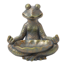 Load image into Gallery viewer, 14.25&quot;H Bronze MGO Yoga Frog Statue
