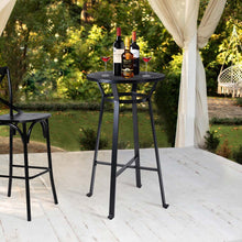 Load image into Gallery viewer, 41.25&quot;H Black Steel Pub Bar Table with Round Soild Elm Wood Top
