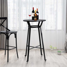 Load image into Gallery viewer, 41.25&quot;H Black Steel Pub Bar Table with Round Soild Elm Wood Top
