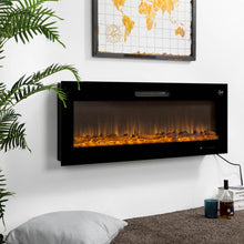 Load image into Gallery viewer, 50&quot;L Wall Mounted or Recessed Electric Fireplace With 9 Color Flames, Faux Log &amp; Crystal Decorated
