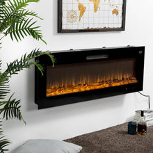 Load image into Gallery viewer, 50&quot;L Wall Mounted or Recessed Electric Fireplace With 9 Color Flames, Faux Log &amp; Crystal Decorated
