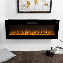 Load image into Gallery viewer, 50&quot;L Wall Mounted or Recessed Electric Fireplace With 9 Color Flames, Faux Log &amp; Crystal Decorated
