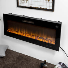 Load image into Gallery viewer, 50&quot;L Wall Mounted or Recessed Electric Fireplace With 9 Color Flames, Faux Log &amp; Crystal Decorated
