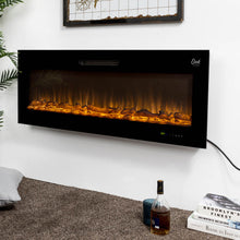 Load image into Gallery viewer, 50&quot;L Wall Mounted or Recessed Electric Fireplace With 9 Color Flames, Faux Log &amp; Crystal Decorated
